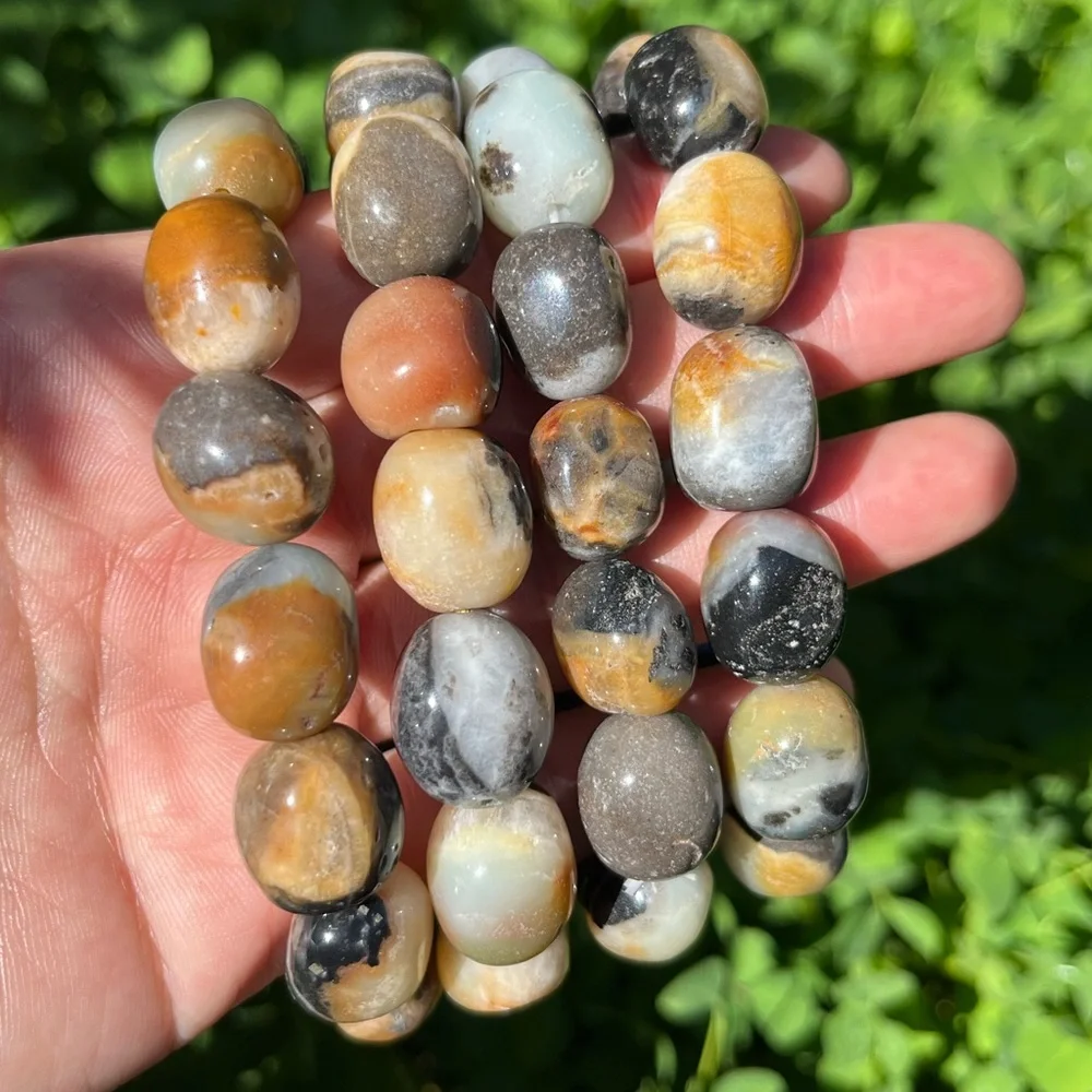 Chunky‎ Caribbean calcite tumbled stone bracelet
